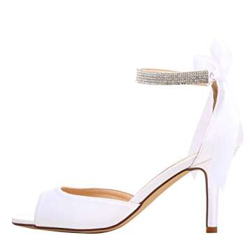 ELEGANTPARK Women Peep Toe High Heel Sandals Bridal Wedding Shoes For Bride Ankle Strap White US 7.5
