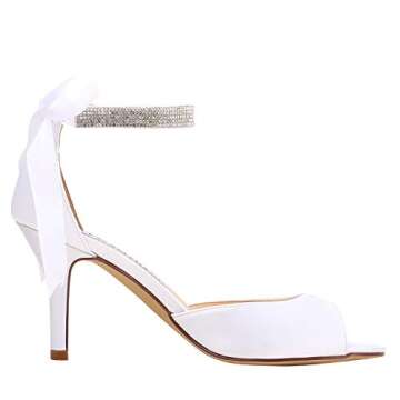 ELEGANTPARK Women Peep Toe High Heel Sandals Bridal Wedding Shoes For Bride Ankle Strap White US 7.5