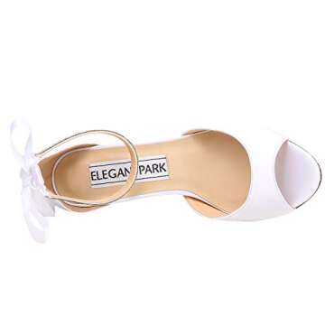 ELEGANTPARK Women Peep Toe High Heel Sandals Bridal Wedding Shoes For Bride Ankle Strap White US 7.5