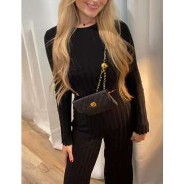 BEMYLV Leather Chain Belt Bag for Women Crossbody Waist Purse Fanny Pack Fashion Evening Clutch Mini Handbag Detachable