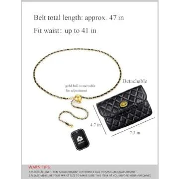 BEMYLV Leather Chain Belt Bag for Women Crossbody Waist Purse Fanny Pack Fashion Evening Clutch Mini Handbag Detachable