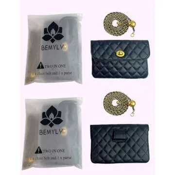 BEMYLV Leather Chain Belt Bag for Women Crossbody Waist Purse Fanny Pack Fashion Evening Clutch Mini Handbag Detachable