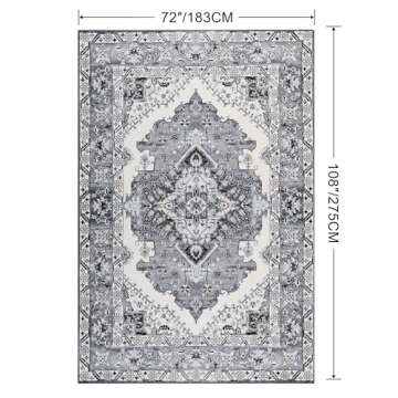Noahas Area Rug 6x9 Washable Rug Grey and Blue Large Rugs for Living Room Vintage Kitchen Indoor Non...