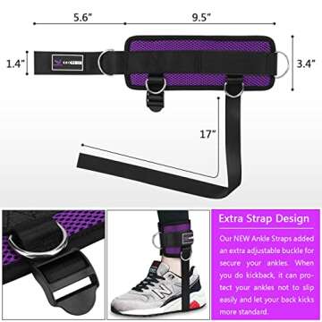 OPOLEMIN Booty Ankle Resistance Bands with Cuffs, Ankle Straps for Resistance Bands Cable Machines,Legs Resistance Bands with Ankle Strap, for Kickbacks and Hip Glute Training Exercises