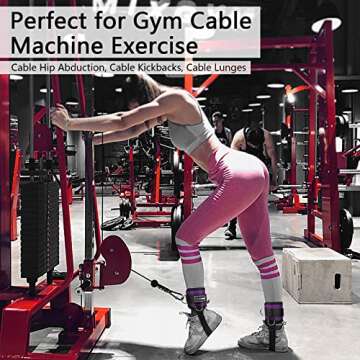 OPOLEMIN Booty Ankle Resistance Bands with Cuffs, Ankle Straps for Resistance Bands Cable Machines,Legs Resistance Bands with Ankle Strap, for Kickbacks and Hip Glute Training Exercises