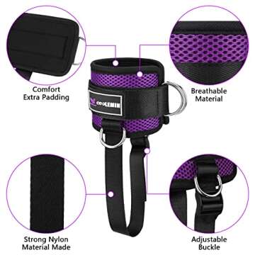 OPOLEMIN Booty Ankle Resistance Bands with Cuffs, Ankle Straps for Resistance Bands Cable Machines,Legs Resistance Bands with Ankle Strap, for Kickbacks and Hip Glute Training Exercises