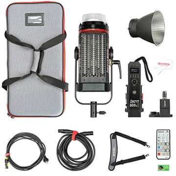 Aputure 300D Mark II C300d II Led Video Light V Mount CRI97+ TLCI97+ 55000lux@0.5M 5500k Sidus Link App Control 8 Lighting Effects Wireless Remote Control with Carrying Bag and Ginisfoto Cloth