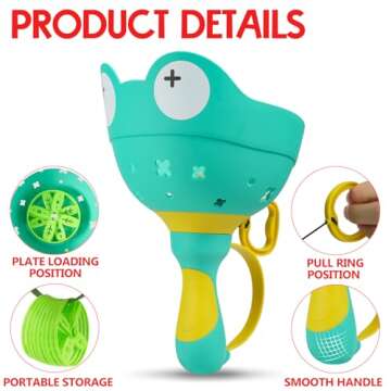 BellaJoyz Outdoor Toys for Kids Ages 4-8, Flying Disc Launcher Toys Manual Capture Catching Outdoor Games for 3 4 5 6 7 8 Years Old Boys Girls, Fun Outside Toys for Toddlers 3-5 Birthday Easter Gifts