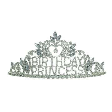 Arsimus Rhinestone Birthday Princess Tiara (Silver)