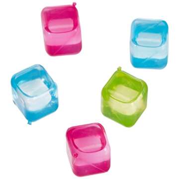 Kikkerland Reusable Ice Cubes, 30 Colorful & Fun