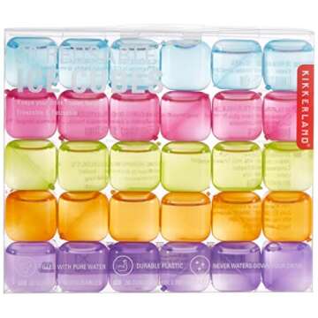Kikkerland Reusable Ice Cubes, 30 Colorful & Fun
