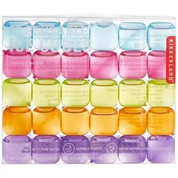 Kikkerland Reusable Ice Cubes, 30 Colorful & Fun
