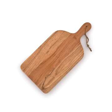 Samhita Acacia Wood Paddle Cutting Boards with handle for Kitchen, Cheese, and Food Serving Tray, Charcuterie Boards (15" x 7" x 0.65")
