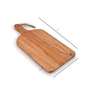 Samhita Acacia Wood Paddle Cutting Boards with handle for Kitchen, Cheese, and Food Serving Tray, Charcuterie Boards (15" x 7" x 0.65")