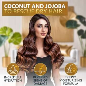 Coconut Shampoo and Conditioner Set - Sulfate Free and Paraben Free Intense Moisturizing Treatment with Jojoba - For Hydrating Your Scalp and Restoring Dry and Damaged Hair
