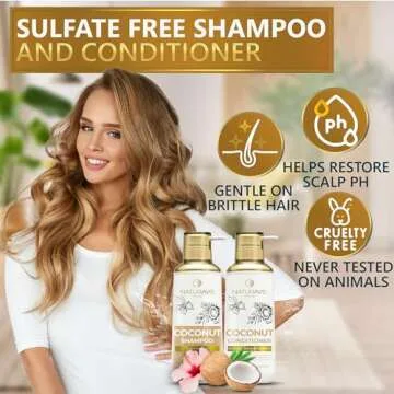 Coconut Shampoo and Conditioner Set - Sulfate Free and Paraben Free Intense Moisturizing Treatment with Jojoba - For Hydrating Your Scalp and Restoring Dry and Damaged Hair