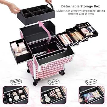 Yaheetech Rolling Makeup Train Case - Professional and Spacious