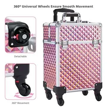 Yaheetech Rolling Makeup Train Case - Professional and Spacious