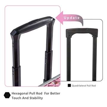 Yaheetech Rolling Makeup Train Case Professional Aluminum Cosmetic Case Large Space Makeup Trolley with 4 Detachable Removable Wheels, 4 Trays and 1 Cubby with Sliding Rail - Holographic Pink