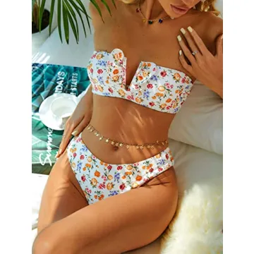 Stylish ZAFUL Floral Bandeau Swimsuit Set for Women