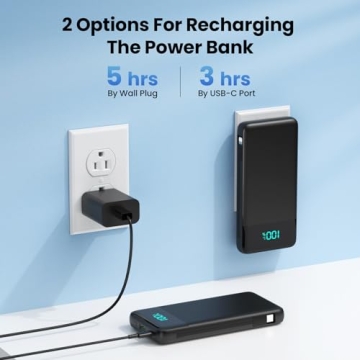 Portable Charger for iPhone with Built-in Cables and Wall Plug