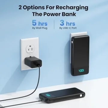 Portable Charger for iPhone with Built-in Cables and Wall Plug