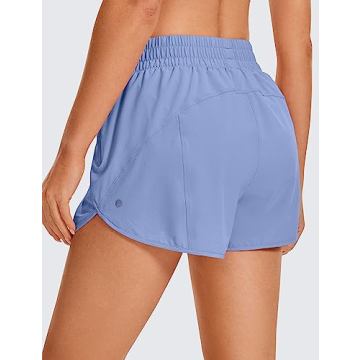 CRZ YOGA High Waisted Running Shorts Quick Dry Zip Pocket