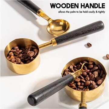 NOVIIML Measuring Cups and Spoons Set of 8 Pcs, Father's Day Gifts Gold Measuring Cup Kit with Wood Handle, Copper Dual Spout Kitchen Gadget Set, for Baking, Cooking, Dry and Liquid Food