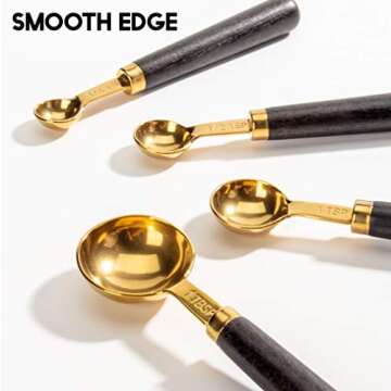 NOVIIML Measuring Cups and Spoons Set of 8 Pcs, Father's Day Gifts Gold Measuring Cup Kit with Wood Handle, Copper Dual Spout Kitchen Gadget Set, for Baking, Cooking, Dry and Liquid Food