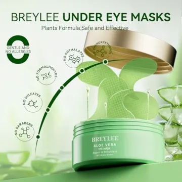 BREYLEE Aloe Vera Eye Masks – 60 Pcs for Puffy Eyes