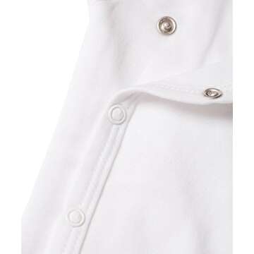 Baby Side Snap Bodysuit Set, Long Sleeve Cotton Boy Girl Kimono Onesie, 4 Pack - White-Long Sleeve, 6-12 Months