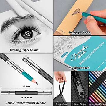 Soucolor 73 Pack Art Supplies Sketching Kit for Adults Kids Teen Gifts, School Supplies, Drawing Sketching Pencils with Sketchbook, Coloring Book, Colored Watercolor Metallic Graphite Charcoal Pencils
