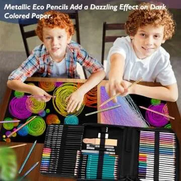 Soucolor 73 Pack Art Supplies Sketching Kit for Adults Kids Teen Gifts, School Supplies, Drawing Sketching Pencils with Sketchbook, Coloring Book, Colored Watercolor Metallic Graphite Charcoal Pencils