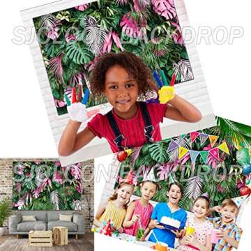 SJOLOON Jungle Green Leaves Backdrop Tropical Plants Photography Backdrop for Baby Birthday Party Newborn Studio Props 11586(7x5FT)