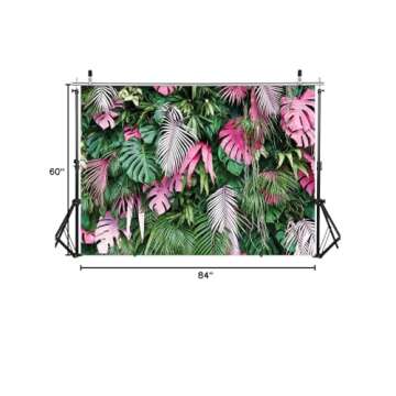 SJOLOON Jungle Green Leaves Backdrop Tropical Plants Photography Backdrop for Baby Birthday Party Newborn Studio Props 11586(7x5FT)