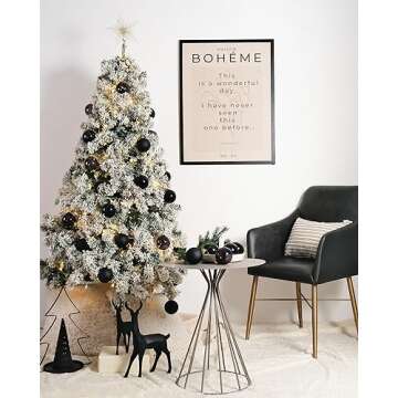 DN DECONATION Black Glass Christmas Ball Ornaments, Christmas Ball Clearancede 3.15” Hanging Chris...