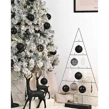 Black Glass Christmas Ornaments Set - Elegant Holiday Decor