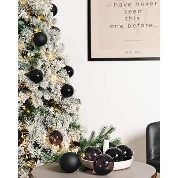 DN DECONATION Black Glass Christmas Ball Ornaments, Christmas Ball Clearancede 3.15” Hanging Christmas Baubles for Xmas Tree Decoration, Set of 9 Decor for Gothic Christmas,Halloween,DIY Gift