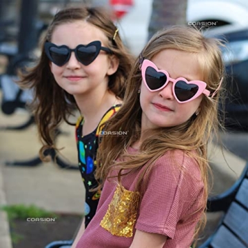 Stylish COASION Heart Sunglasses for Kids Age 2-8