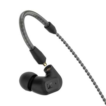 Sennheiser Consumer Audio IE 200 In-Ear Audiophile Headphones - TrueResponse Transducers for Neutral Sound, Impactful Bass, Detachable Braided Cable with Flexible Ear Hooks - Black
