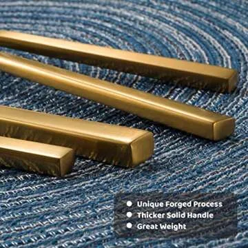 Alata Cube Gold 20-Piece Flatware Set, Forged Cutlery Set, Matte Gold Silverware Service for 4, Stai...
