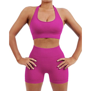 SUUKSESS Seamless Ribbed Workout Set for Women