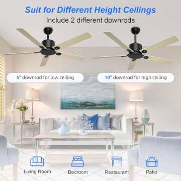 BECLOG 52 Inch Outdoor Ceiling Fan with Remote Control