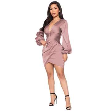 Elegant Ruffle Wrap Dress for Women Sexy V Neck Wedding Party Dress Knee Length Split Midi Dresses X-Large