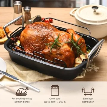HONGBAKE Heavy Duty Nonstick Turkey Roasting Pan
