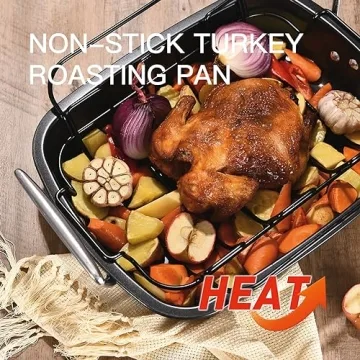 HONGBAKE Heavy Duty Nonstick Turkey Roasting Pan