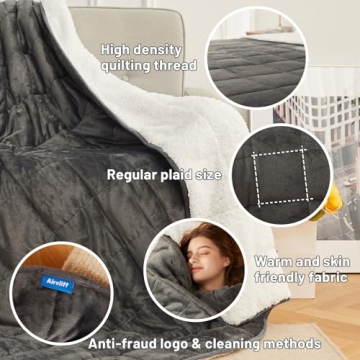 Cozy 15 lbs Weighted Sherpa Fleece Blanket for Comfort