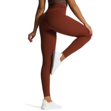 Aoxjox High Waisted Workout Leggings for Women Cross-Waist Crossover Tummy Control Trinity Buttery Soft Yoga Pants 26" (Cherry Mahogany, X-Small)