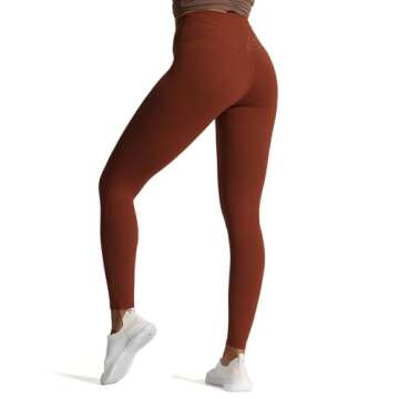 Aoxjox High Waisted Workout Leggings for Women Cross-Waist Crossover Tummy Control Trinity Buttery Soft Yoga Pants 26" (Cherry Mahogany, X-Small)