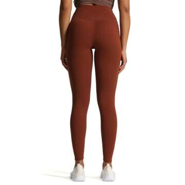 Aoxjox High Waisted Workout Leggings for Women Cross-Waist Crossover Tummy Control Trinity Buttery Soft Yoga Pants 26" (Cherry Mahogany, X-Small)